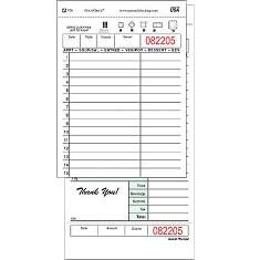Guestcheck Carbon Backed Loose, 2 Part Green with Carbon with Perforated Order Receipt Stub, 15 Line