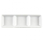 Vertex China - Argyle Sauce Dish with 3 1.5 oz Wells, 2.25x7.25 Porcelain White