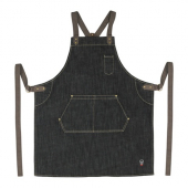 Winco - Signature Chef Bib Apron, Heavyweight Denim Cross-Back with 2 Pockets, 31.75x26.75, each