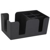 Winco - Condiment Caddy, 6 Compartment Black Plastic