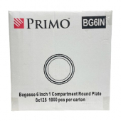 Primo Earth - Plate, 6&quot; Round Bagasse, 1000 count