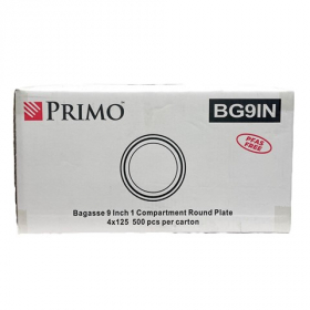Primo Earth - Plate, 9&quot; Round Bagasse, 500 count