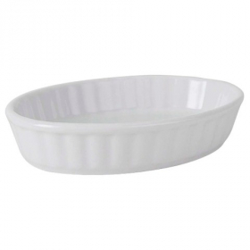 Tuxton - Porcelain White Cr&egrave;me Brulee Dish, 5 oz Oval Fluted, 12 count
