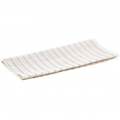 Winco - Glass Polishing Towel, 16x29 White Cotton with Red Pinstripes