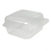 Dart - Container, 6&quot; Square Clear PS Plastic Staylock Hinged Lid, 6x6x3