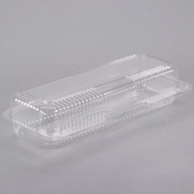Dart - Container, 12" Clear Plastic Staylock Hinged Lid, Oblong Strudel, 12x5x3