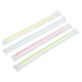 Karat - Poly Wrapped Boba Straw, 7.5&quot; Mixed Striped Colors, 2000 count