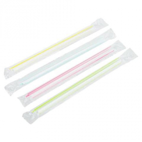 Karat - Poly Wrapped Boba Straw, 7.5&quot; Mixed Striped Colors, 2000 count