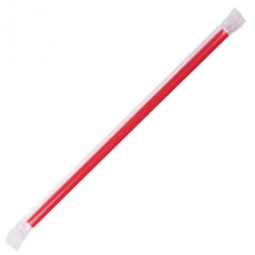 Karat - Poly Wrapped Straw, 9&quot; Giant Red, 2500 count