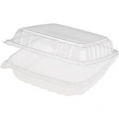 Dart - Container, 9&quot; Clearseal Hinged 1 Compartment Container with Lid, Clear Plastic, 9x9.5x3