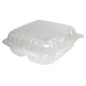 Genpak CLX203-CL Clover Large Hinged Clear Plastic Food Containers 150 /  Case