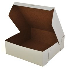 Cake/Bakery Box, Non-Window Corner Lock, White, 9x9x3