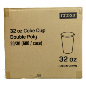 Paper Cold Cup, 32 oz Coke Design, Double Poly, 600 count