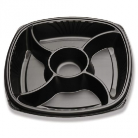 D&amp;W Fine Pack - Catering Tray with 5 Compartments, 14&quot; Forum Deep Cup, PS Black