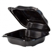 Genpak - Clover Hinged Container, Large 8.35x8.32x2.88 Black PP Plastic, 150 count
