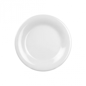 Plate, 7.875&quot; White Melamine with Wide Rim, 12 count