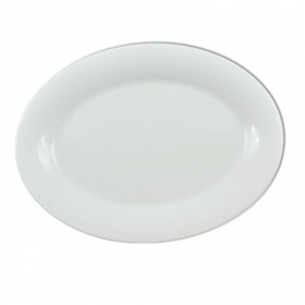 Platter, 9.5x7.25 Oval White Melamine, 12 count