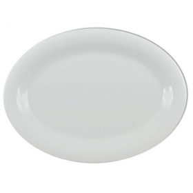 Platter, 12x9 Oval White Melamine, 12 count