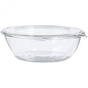 Dart - SafeSeal Bowl with Flat Lid, 64 oz Clear PET Plastic, Tamper-Resistant and Tamper Evident