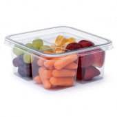 BottleBox - Quad Snack Container, 6.14x6.14x2.78 Even Compartment Clear PET Plastic, 270 count