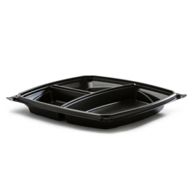 BottleBox - Food Container, 9x9 3-Compartment PP Black Base