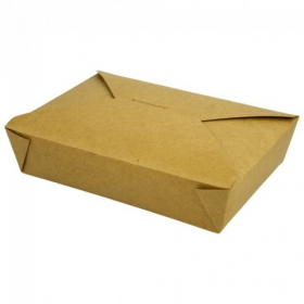 Eco-Box #5 Food Container, Poly Coated Kraft 8.5x8.5x2.5