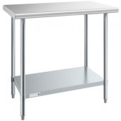 Steelton - Work Table with Rounded Edge and Undershelf, 24x36 Stainless Steel, each