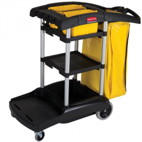 Rubbermaid - Janitor Cart, High Capacity 49.75x21.75x38.375 Black Plastic, 34 Gallon Capacity