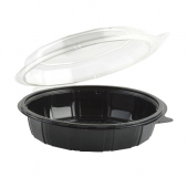 Anchor - Gourmet Classics Container, 9&quot; Round Clear Hinged Dome with Black Base, Tear-Away Lid, 100