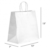Paper Bag with Handle, 13x7x13 White Kraft, 250 count