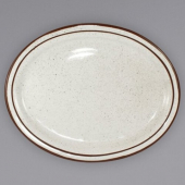 ITI - Desert Sand Platter, 13.25" Oval AMERICAN White with brown speckle 1dz