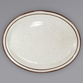 ITI - Desert Sand Platter, 13.25" Oval AMERICAN White with brown speckle 1dz