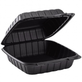 Karat Earth - Food Container with Hinged Lid, 8x8 Black MFPP, 200 count