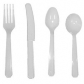 Soup Spoon, Heavy White Plastic