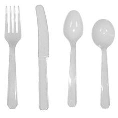 Soup Spoon, Heavy White Plastic