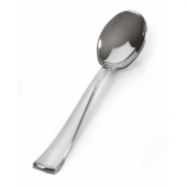 Fineline Settings - Silver Secrets Spoon, 7.5&quot; Heavy Silver Plastic, 600 count