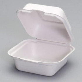 Genpak - Harvest Fiber Container, Medium Hinged, 6x6x3 Natural White Compostable