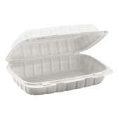 Karat Earth - Food Container with Hinged Lid and 1 Compartment, 9x6 White MFPP, 250 count