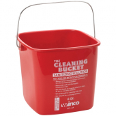 Winco - Cleaning Pail, 6 Quart Red for Sanitizing