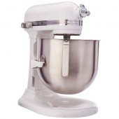 KitchenAid - Commerical Stand Mixer, 8 Quart White Stainess Steel with Bowl, Dough Hook, Flat Beater