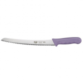 Winco - St&auml;l Bread Knife, 9.5&quot; Curved German Steel with Purple Handle, each