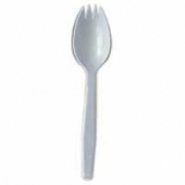 Spork, 6&quot; Medium Weight White Plastic