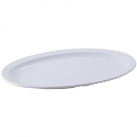 Winco - Platter with Narrow Rim, 15.5x10.875 Oval White Melamine, 12 count