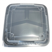 Ecopax - Container with 3 Compartments, 8x8x3 Black Base with Translucent Vented Lid, 150 count