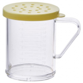 Winco - Dredge, 10 oz Clear PC Plastic with Yellow Snap-On Lid, each