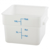 Winco - Food Storage Container, 12 Quart Square White PP Plastic, each