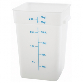 Winco - Food Storage Container, 22 Quart Square White PP Plastic
