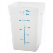 Winco - Food Storage Container, 22 Quart Square White PP Plastic