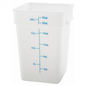 Winco - Food Storage Container, 22 Quart Square White PP Plastic