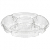 Inline Plastics - Essentials Platter with 5 Compartments and Lid, Clear PET Plastic, 55 count